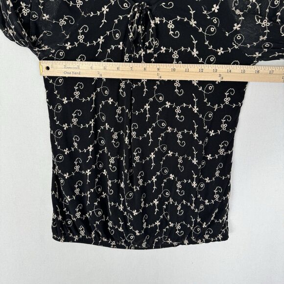 Vtg 90s Sheer Floral Mesh Top Womens‎ Small Floral Phoebe Friends Fairy Grunge - Picture 15 of 16